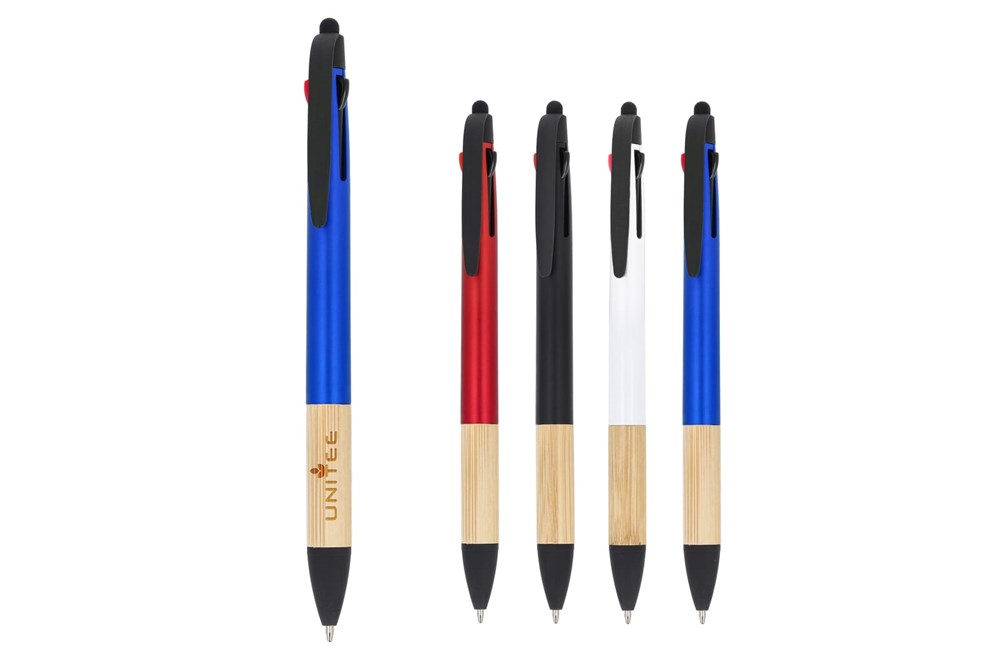 3-kleuren pen met bamboe grip