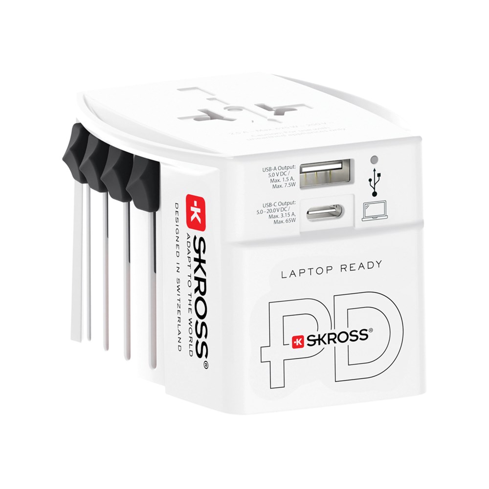 SKROSS MUV Wereldreisadapter 65W PD met USB C-kabel